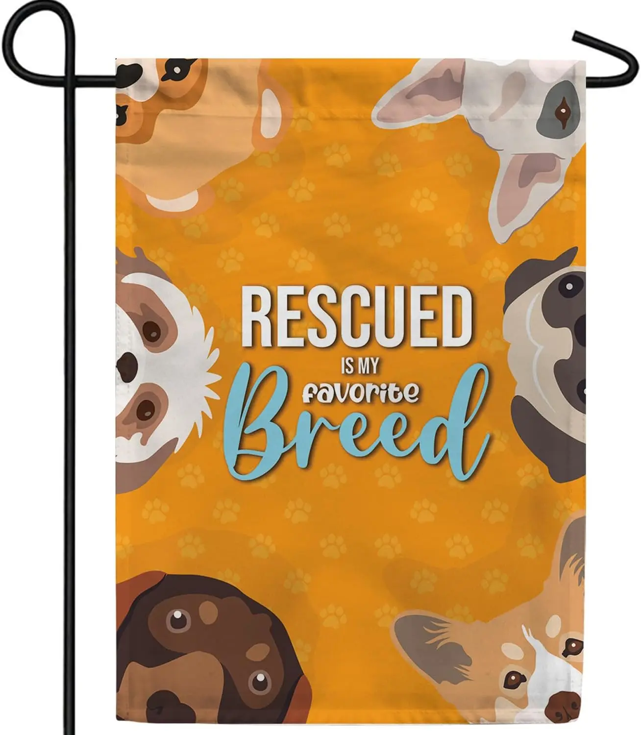 America Forever Rescued Is My Favorite Breed Garden Flag, 12.5 x 18 inch Double Sided, Dog Rescue Adoption Support, Pet Love zzo
