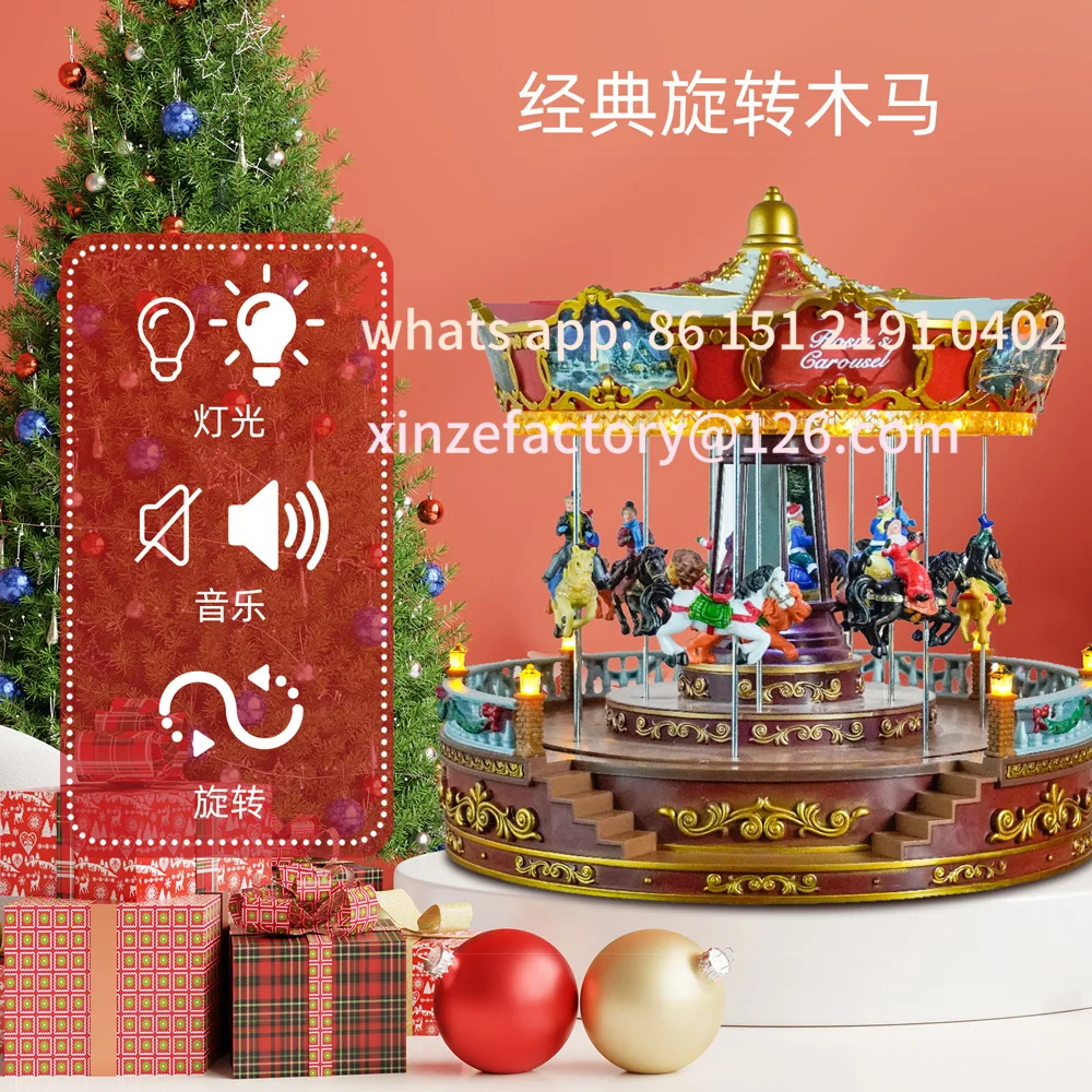 

Customizable Large Festival Decoration LED Carousel Amusement Park Music Box Gift Crafts Ornament