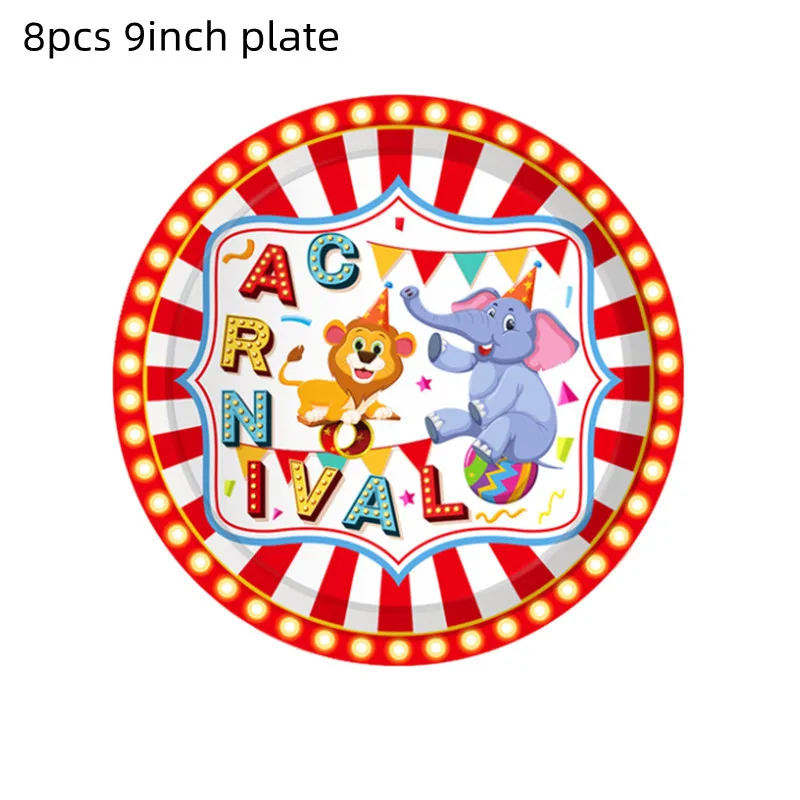 Circus Thema Clown Partei Liefert Kinder Geburtstag Dekoration Einweg Geschirr Papier Tasse Platte Serviette Ballon 1st Baby Dusche – Detail 2