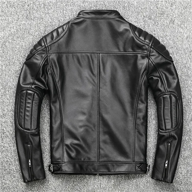 shipping.Hot Free sales.brand black cowhide jacket.men genuine leather coat.cheap quality biker clothes.fashion