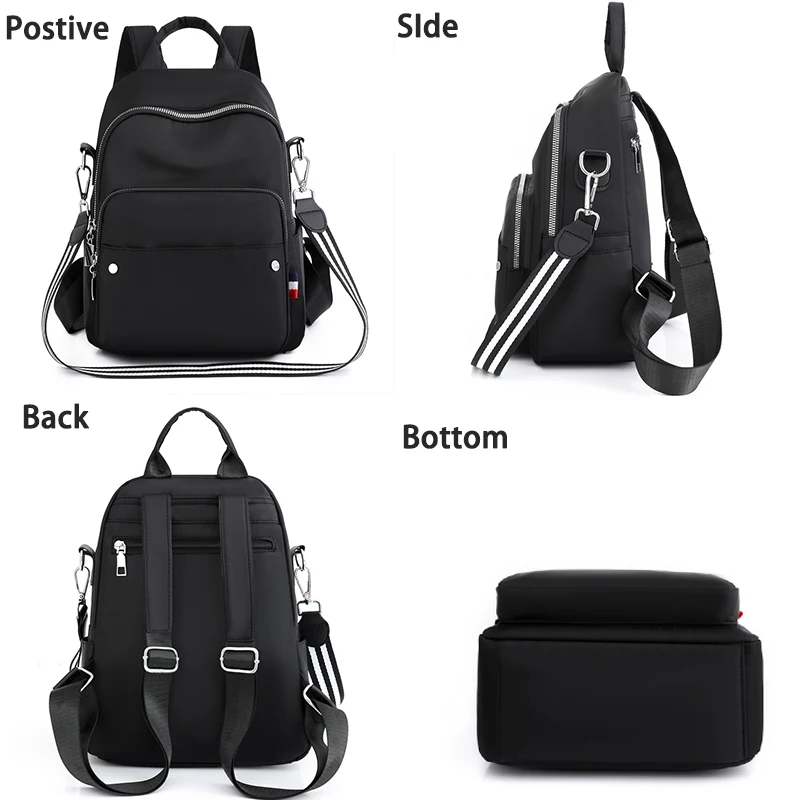 2023 New Famous Women\'s Solid Color Design Bookpack Large Capacity Anti-theft Anti-splash Backpack High Quality Nylon Schoolbag