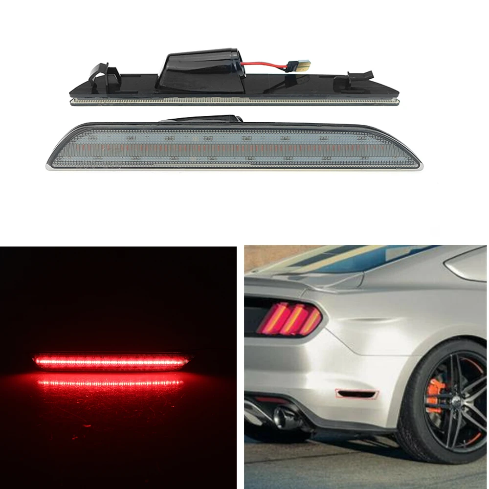 

Rear Bumper Side Fender LED Marker Light For Ford Mustang 2015-2023 Smoked Black Lens Cover Red/White Reflector Signal Lamp Bulb