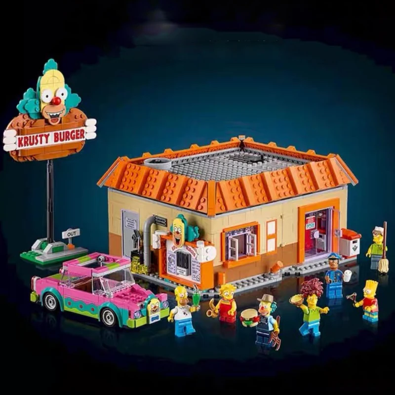 

IN STOCK MOC Street Scene Krusty Burger Building Blocks Construction Model Bricks Fit 10352 Toys for Children Birthday Gift Set