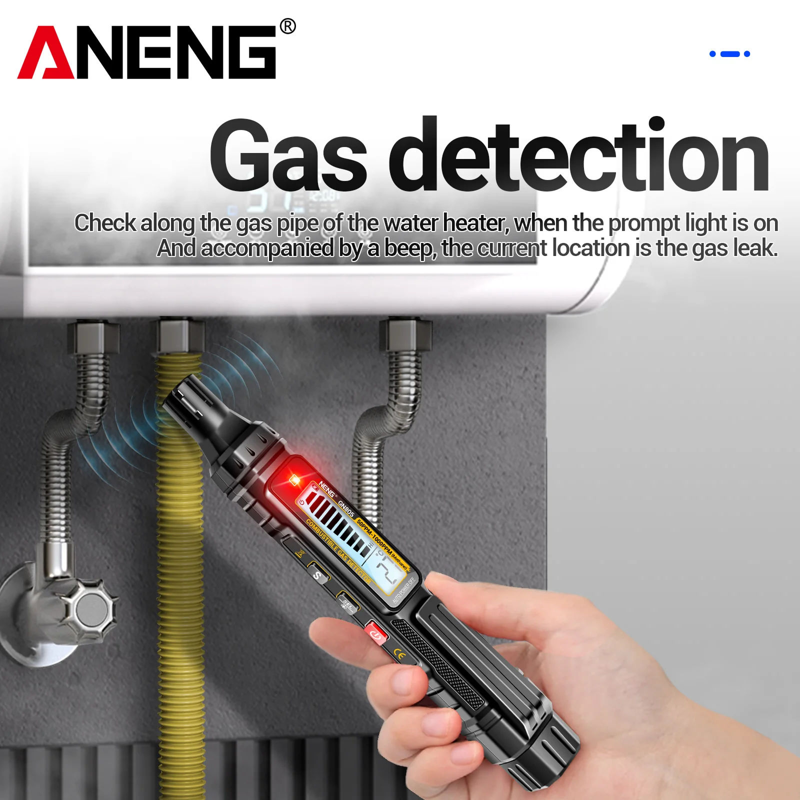 Portable Gas Detector ANENG GN805 Sound and Light Dual Alarm Adjustable Sensitivity Car/Home Gas Safety Portable Detection Pen