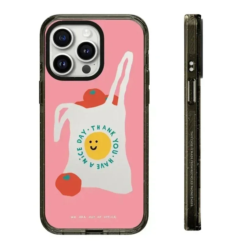 

2.0 Acrylic Black Border Cartoon Bag iPhone 12 13 14 15 16 Pro Max Case - Protective iPhone Case