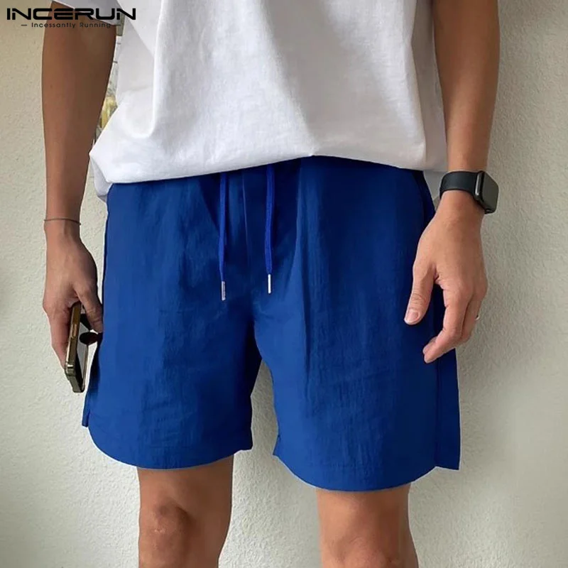 INCERUN 2024 pantaloncini coreani estivi da uomo pantaloncini solidi pantaloni con coulisse abbigliamento Casual da uomo pantaloni da spiaggia