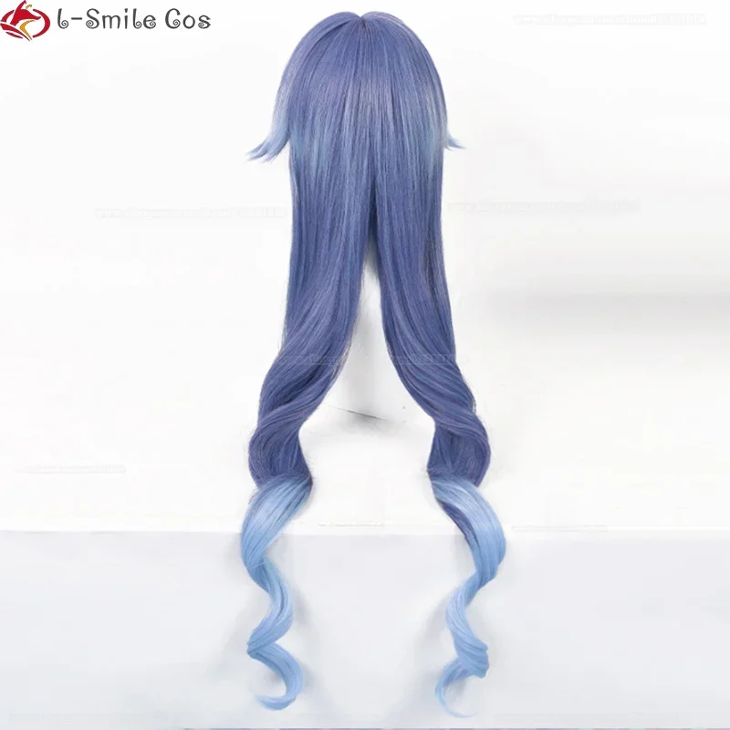Layla cosplay game wig Layla Genshin wig long curly hair blue gradient heat resistant hair wigs wigs cap image 4