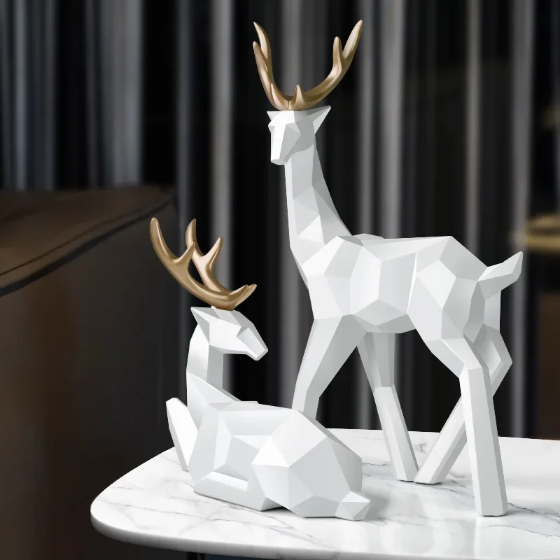 

2psc Deer Family Deers Figurines Resin Sculpture Home Decor Reindeer Scandinavian Home Living Room Decoration Gothic Decor