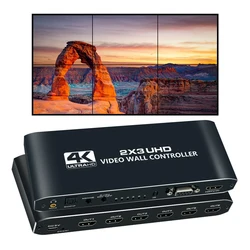 HDMI 2X3 Video Wall Controller 4K 2X3 HDMI Video Processor HDMI Video Screen Splitter Wall Stitching Processor for 6 Displays