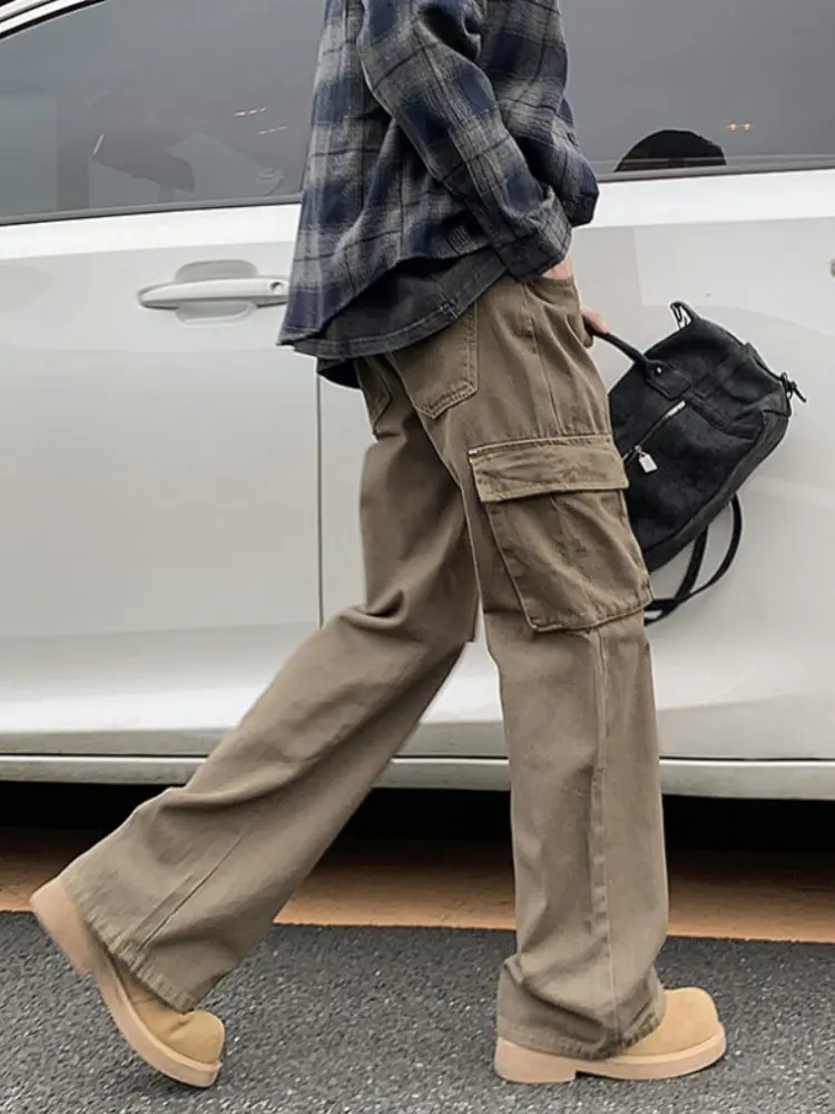 

Мужские повседневные брюки American High Street Sle с множеством карманов, прямые, широкие, для отдыха, весна-осень