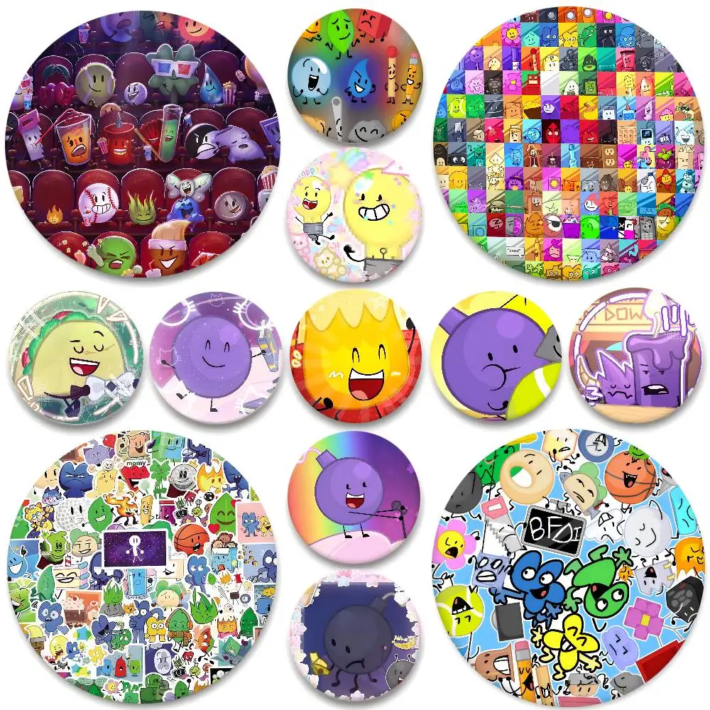 Lustige Anime BFDI Icons Abzeichen Runde Abzeichen Weißblech Münze Brosche Kleidung Rucksack Zubehör Anstecknadel