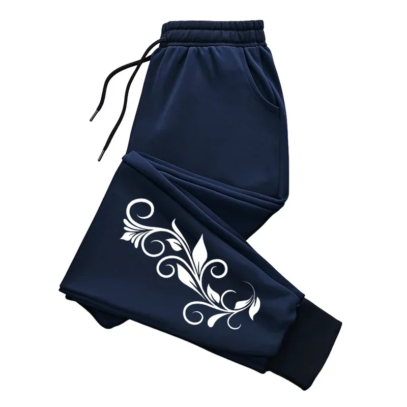 Pantalones deportivos informales de otoño e invierno para mujer, pantalones de chándal con estampado de flores de alta calidad,