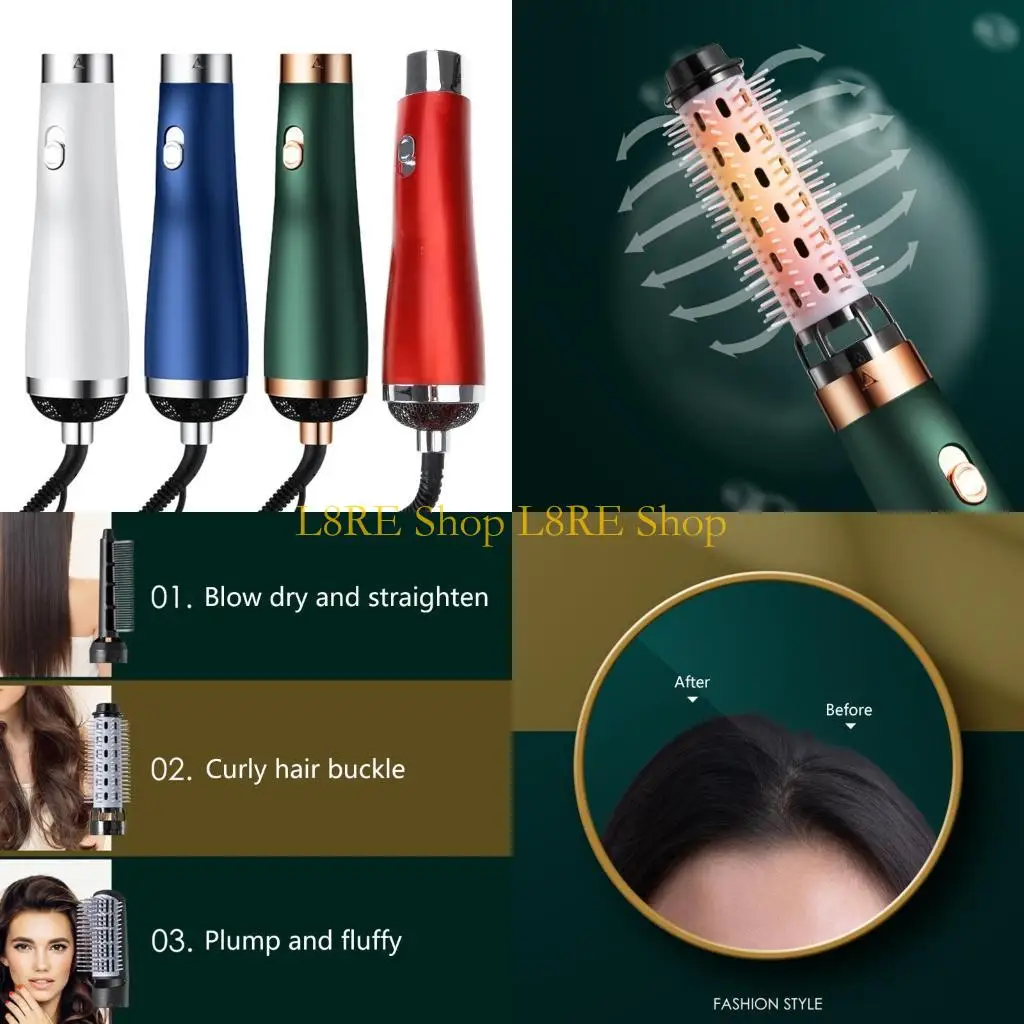 

L8RE 3-в-1 щетка с горячим воздухом для укладки и управления вьющимися, отрицательная ионная фронтальная кишка, 3 съемная щетка