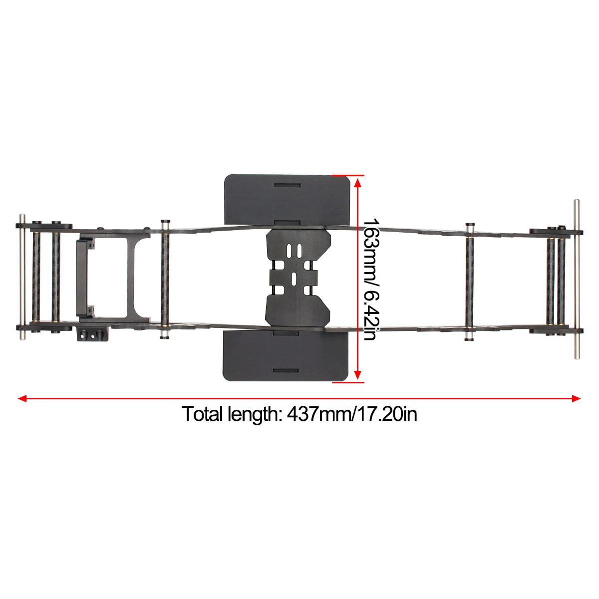 Carbon Fiber LCG Chassis Kit with Delrin Skid Servo Mount for 1/10 RC Car Crawler SCX10 II Capra VS4-10 Comp Builds DIY Parts