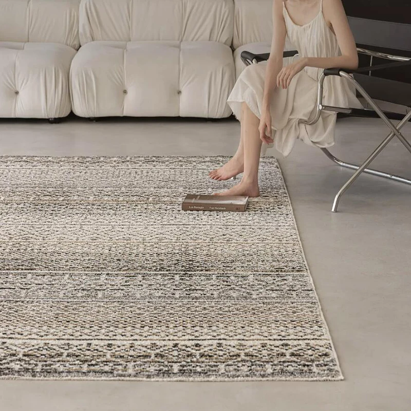 Turkey Style No Glue Carpet Living Room Persian Vintage High-end Thick Rug for Bedroom Simple Bedside Floor Mat Cloakroom Rugs