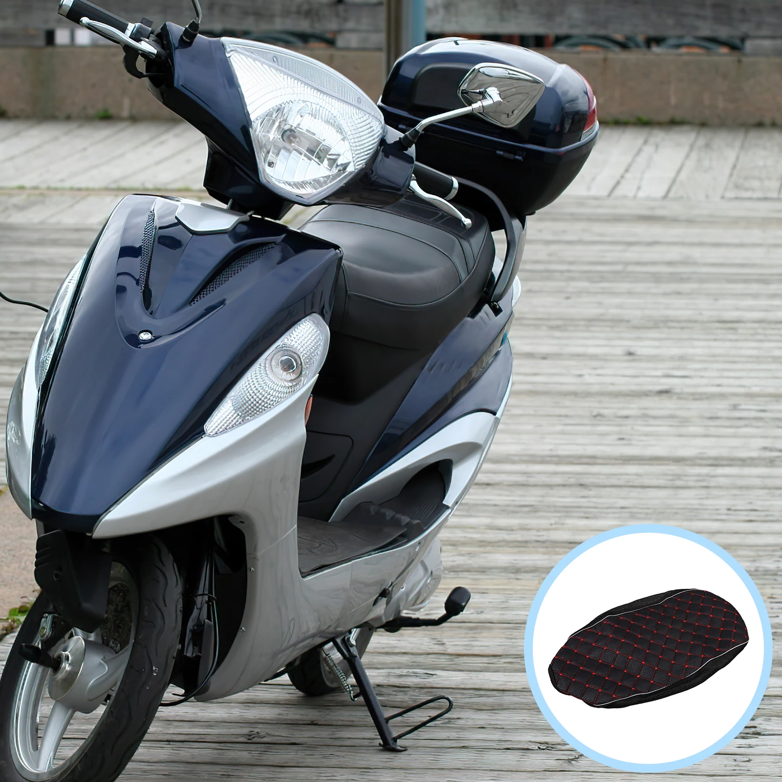 

Motorcycle Seat Cover Elastic Mesh Fabric Breathable Anti-Slip Cushion For Electromobile Scooter Moped Seat Pad Black Xl