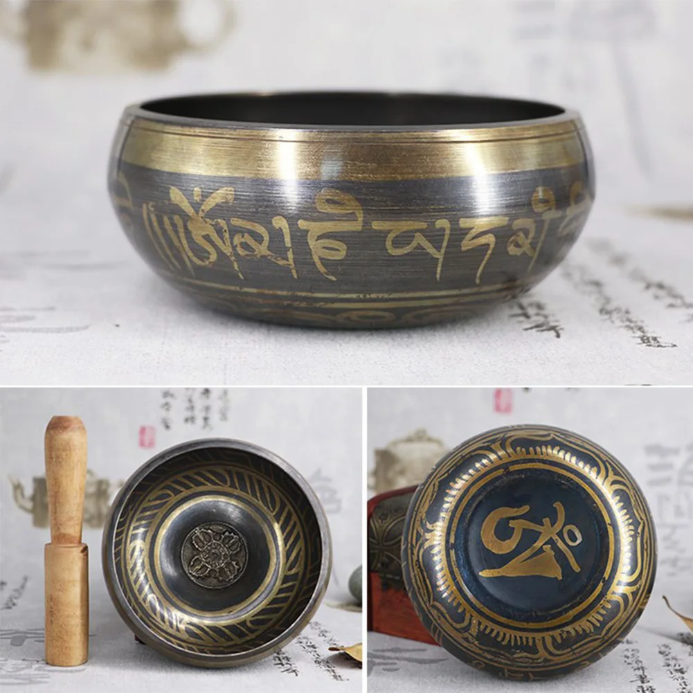 Metal Buddha Sound Bowl Tibetan Bell Yoga Meditation Bowl Singing Bowl Striker