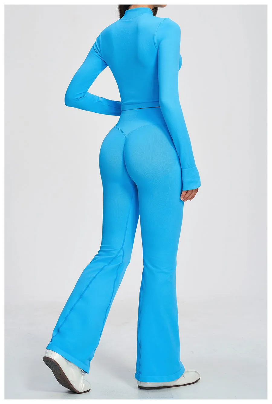 Neues 2-teiliges Yoga-Set, nahtloses Sportoutfit, Damen-Trainingsanzug, Lauf- und Workout-Kleidung, langärmelig, mit Reißverschluss, Sportbekleidung – Detail 13