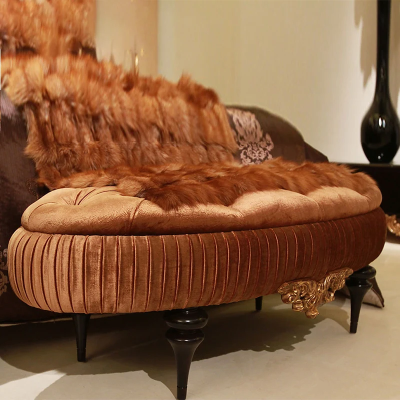 

!@Guangdong Luxury Bedroom Sets Furniture Antique Upholstered Bed End Bench