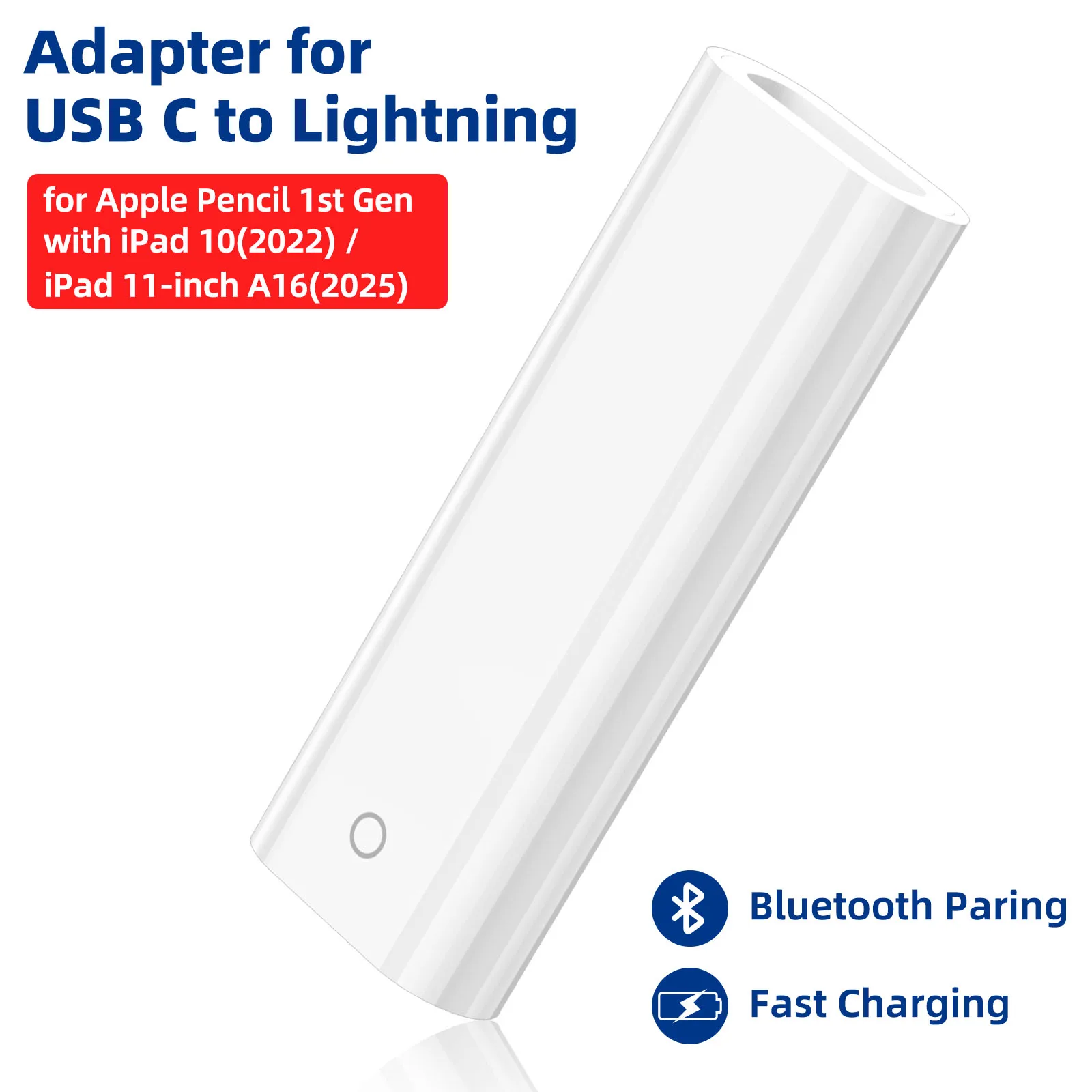 Type C Charger Adapter for Apple Pencil 1st Gen Lightning to USB C Bluetooth Pairing Connector for iPad 10/iPad 11-inch A16 2025