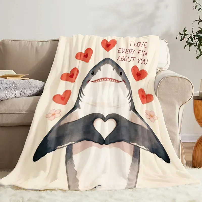 1pc Dolphin Heart Pattern Flannel Blanket, Lightweight and Soft Throw Blanket, Gift Blanket for Family and Friends. Mother's Day