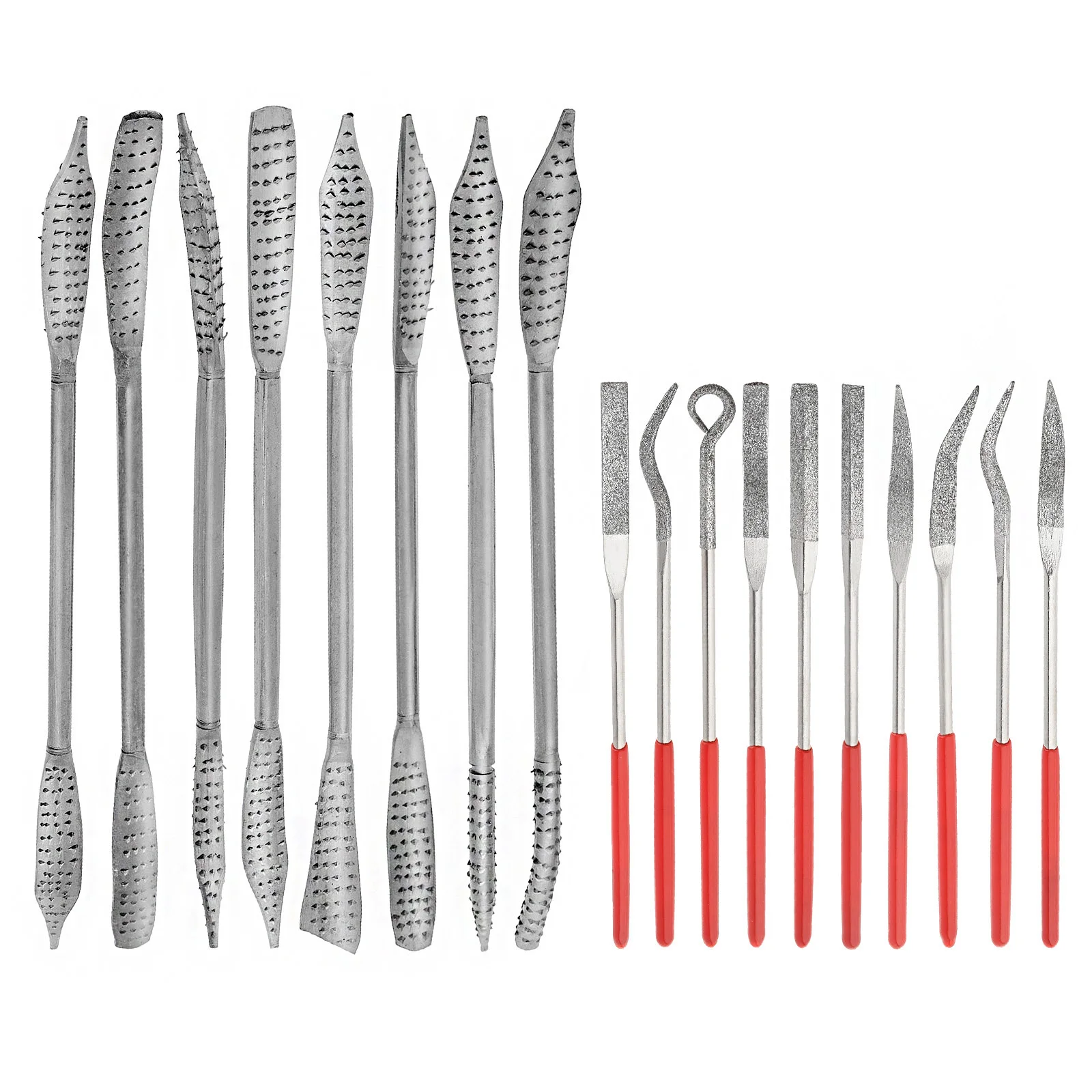 18pcs Double Ended Rasp Riffler Diamond Needle File Set for Roughing Refining Wood Riffler Files Kit Woodworking Carving Tools