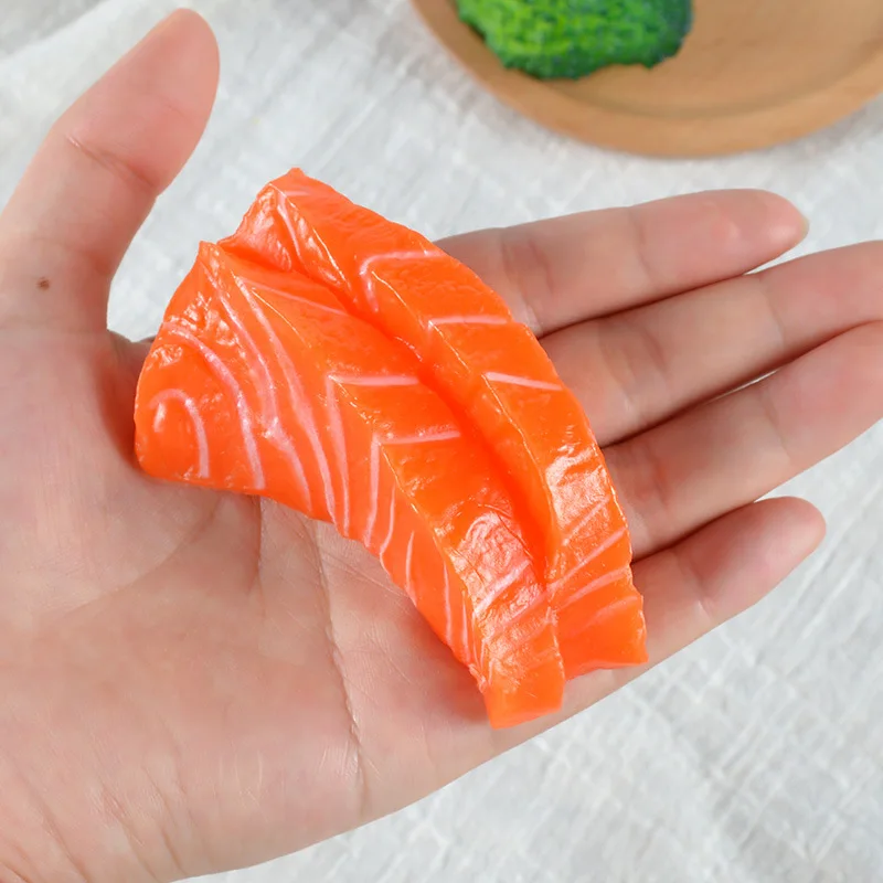 

Artificial Salmon Sashimi PVC Sashimi Food Model Japanese Seafood Simulation Toys Plate Shooting Props Ornaments Decorations