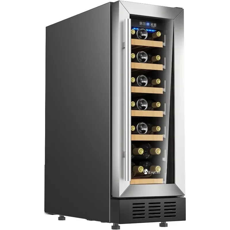 KingChii 12 Polegada 19 Garrafa Refrigerador de Vinho Compressor Profissional, Aço Inoxidável e Vidro Temperado Para Vinho Tinto