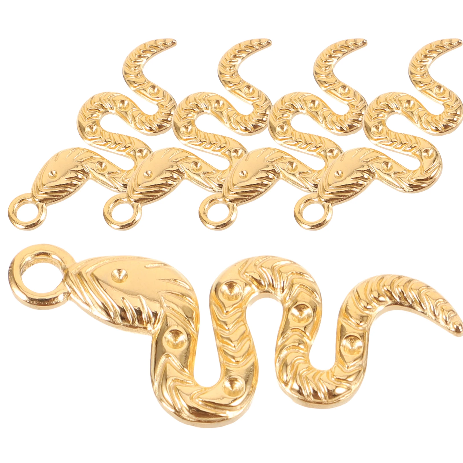 

5pcs Snake Pendant Accessories Necklace Earring Charms for DIY Charms For Earring Making Jewelry Making Golden Color Metal