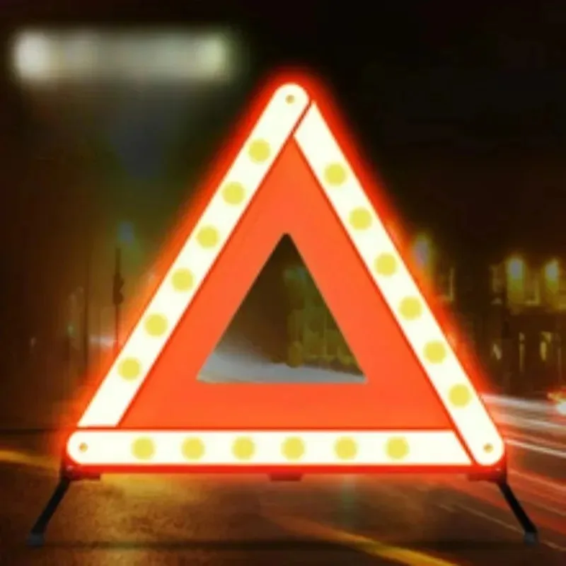For Car Safety Hazard Foldable Parking Sign Reflective Tripod Emergency Malfunction Warning Reflective Sticker Car Accessories