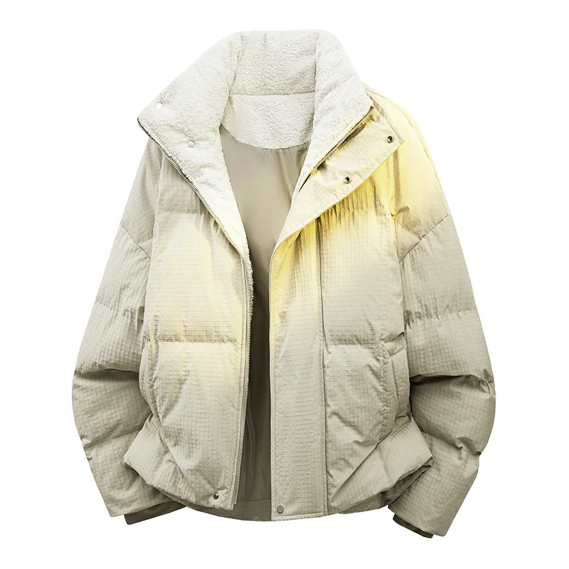 Outdoor Thicken Warm Men Parkas Winter Trend All-match Cotton Jackets Fashion Stand Collar Male Clothes Solid Color New Style