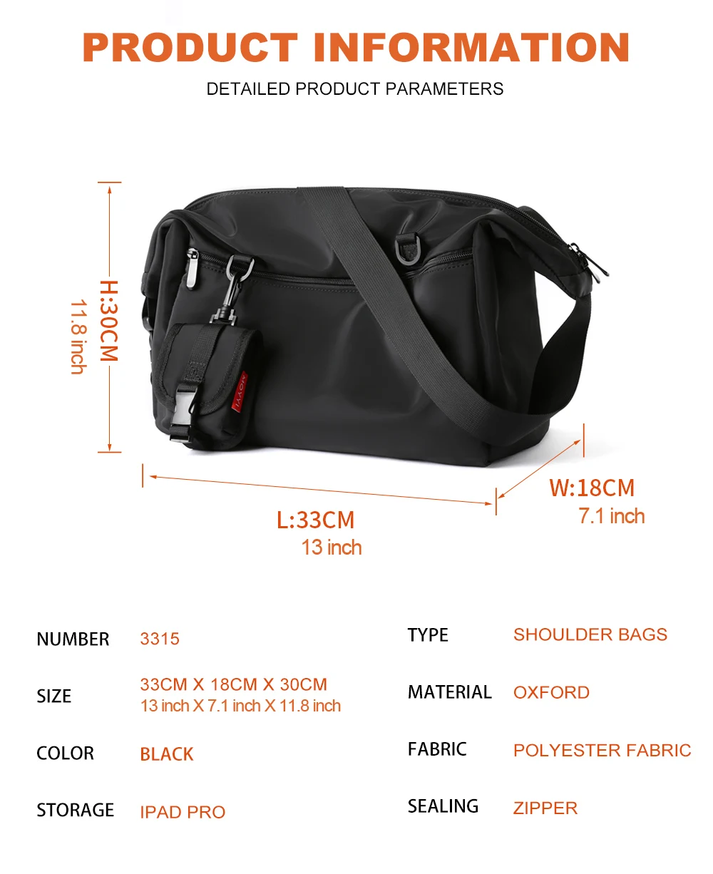 Imagem -03 - Bolsa Crossbody Masculina Resistente à Água Grande Capacidade Mensageiro de Alta Qualidade Moda Bolsas de Ombro Respirável