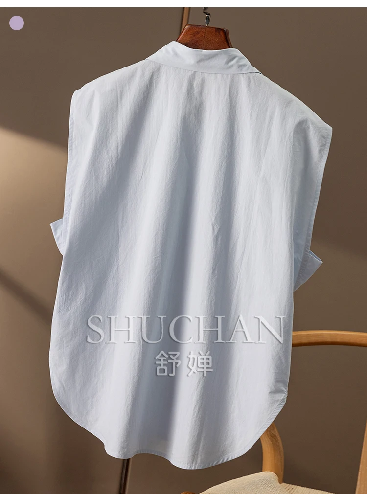 Designer 80 Cotton Shirt Women 6W31 Blusa Feminina Sleeveless Blusas Femininas Elegantes Blouses for Women Fashion