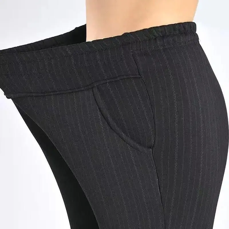 Pantalones a rayas de talla grande para mujer, ropa holgada Simple de gran tamaño con bolsillos, a cuadros, tendencia de moda, primavera y otoño, 8XL