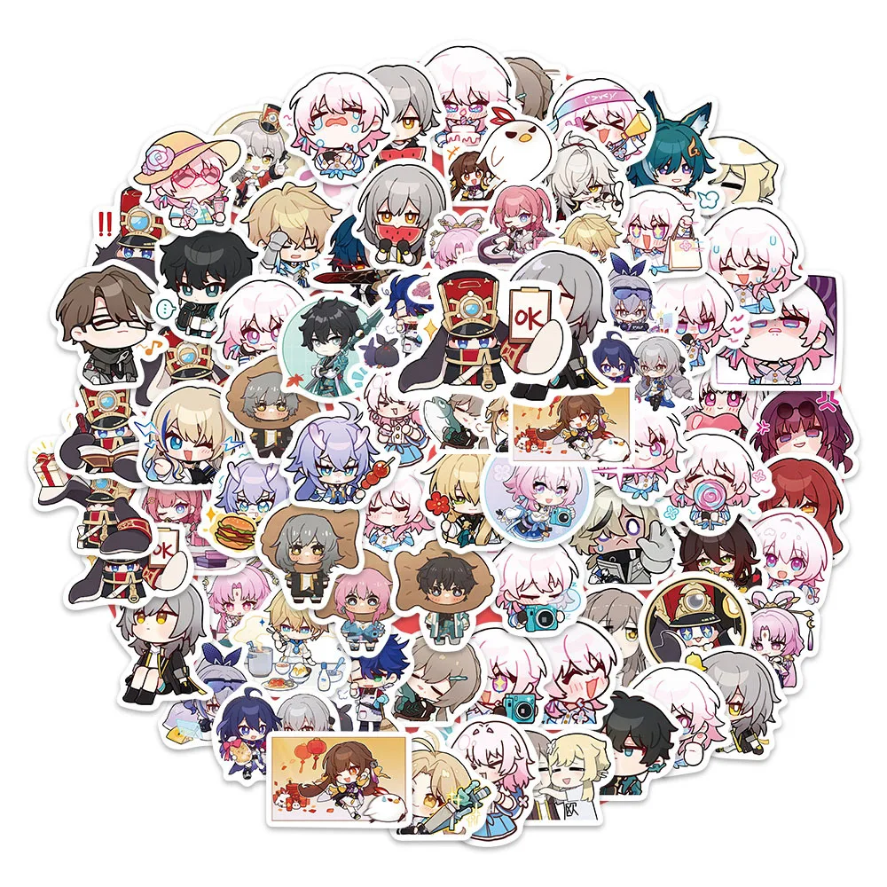 Game Honkai Star Rail 80 Sheets Fashion New Q Stickers Cute Cartoon Game Characters Handbook Stickers Decorative Painting