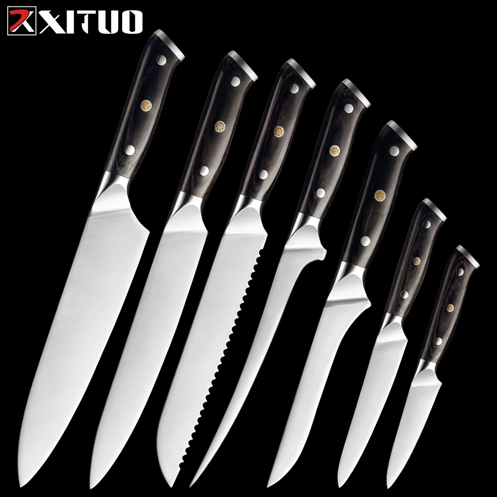 XITUO Stainless Steel Kitchen Knife 1-8 PCS Chef Vegetable Cleaver Meat Slicing Cutter Boning Utility Cooking Knife Super-Sharp