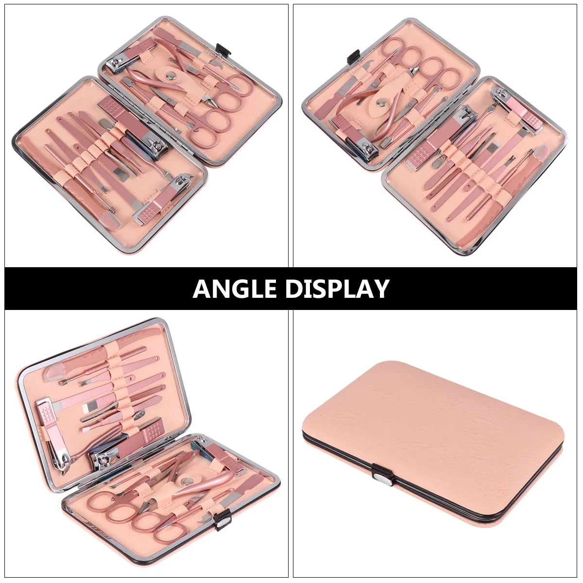 18Pcs Complete Nail Care Set Stainless Steel Manicure Tool Kit Rose Gold Color Hand Facial Foot Care Gift for Men Women