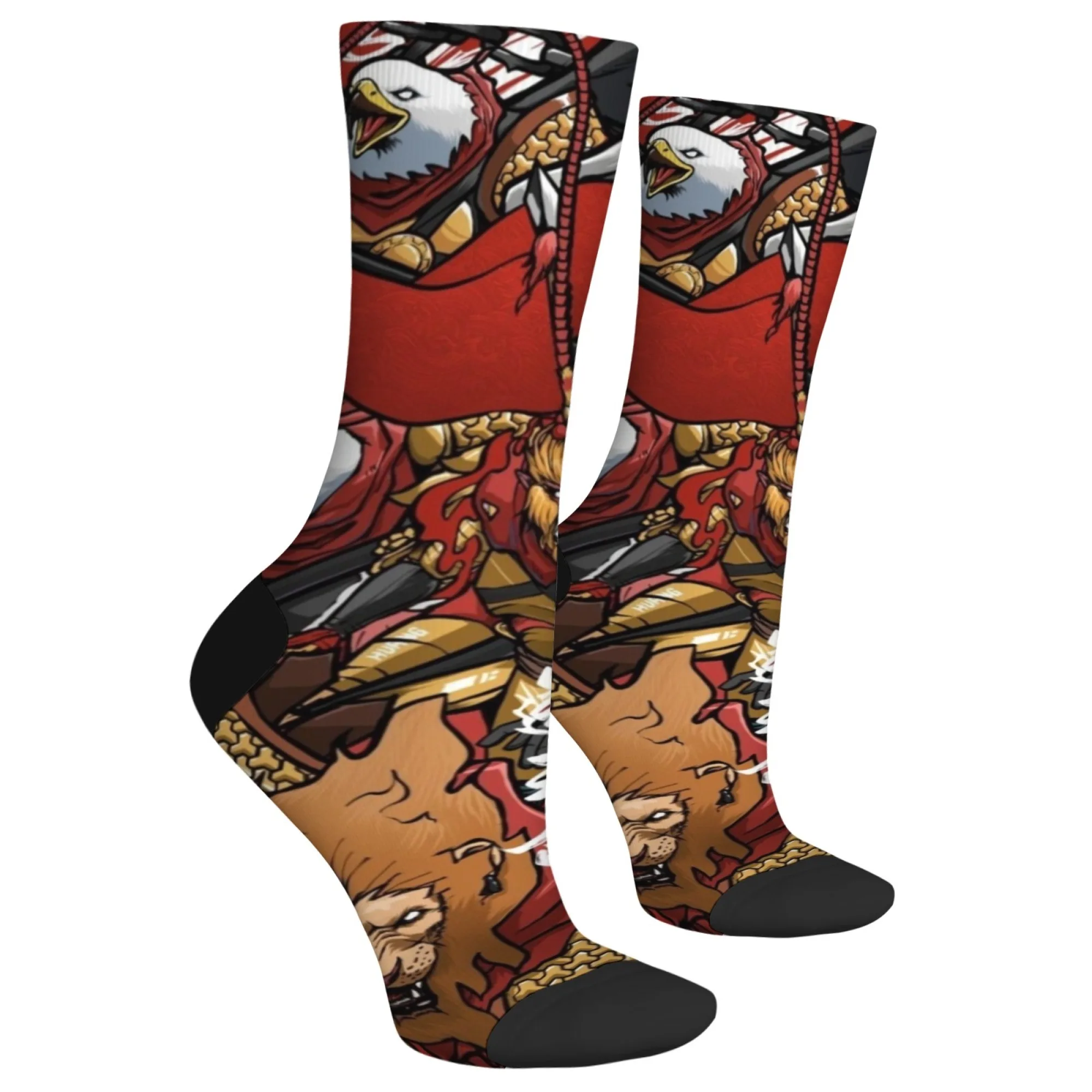 Harajuku Retro Monkey King Print Men's Socks, Comfortable, Breathable, Non-Slip, Novel Street Style Accessories, Party Gifts
