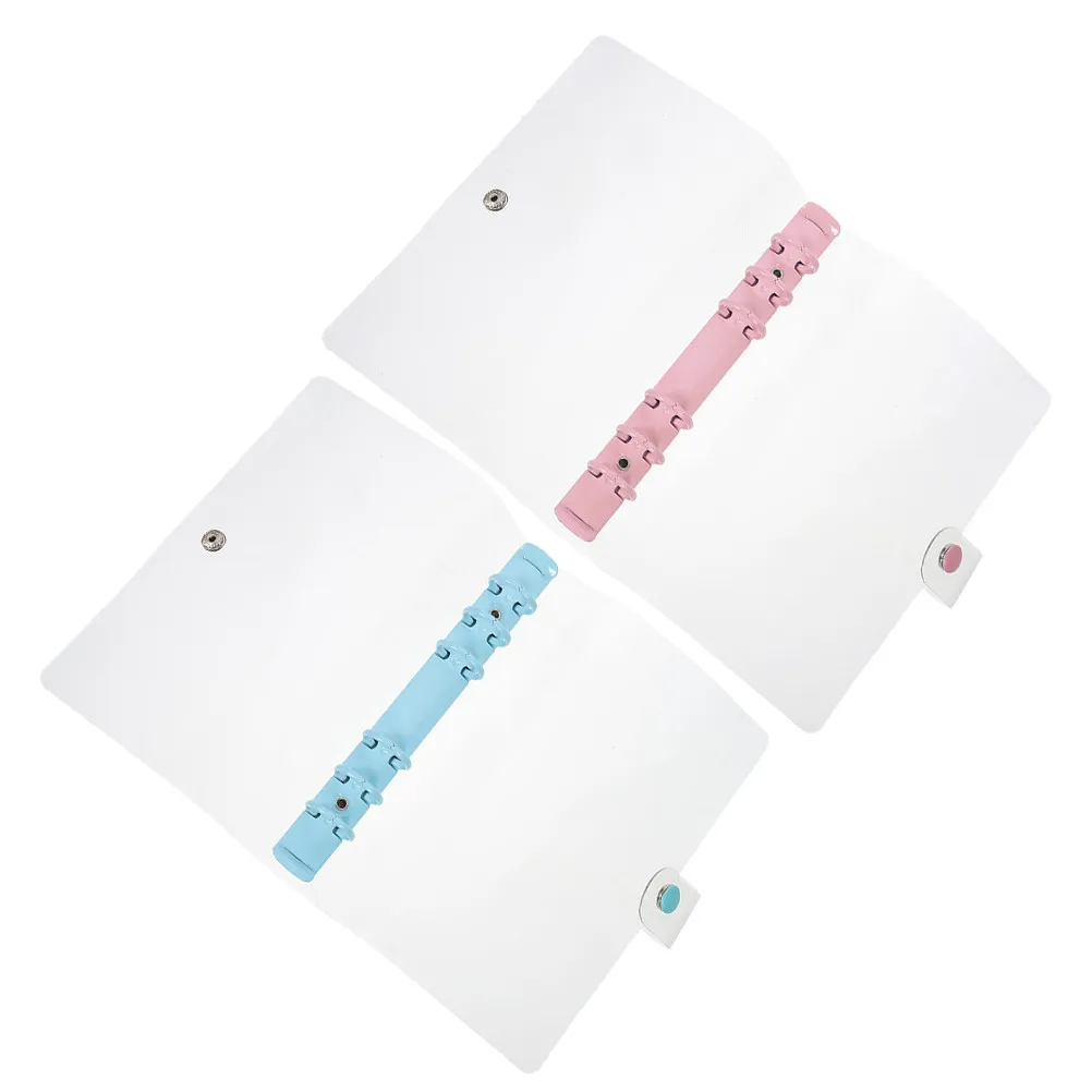 

2Pcs A6 Binder Cover Clear Plastic Ring Binder for Documents Files Test Papers Adjustable Clip Organizer Desktop File Folder