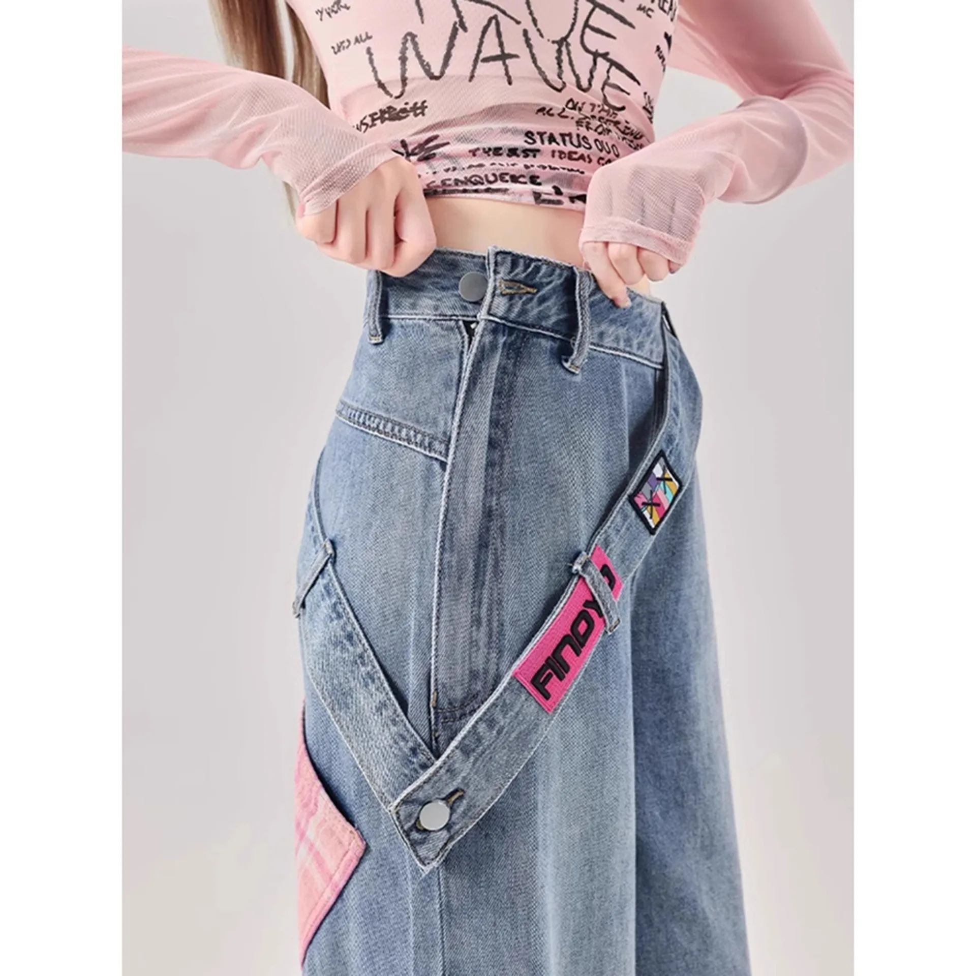 Women's Side Zipper Wide-Leg Jeans 2026 Spring Summer New Arrival High-Waisted Loose American-Style Color Straight-Leg Trousers