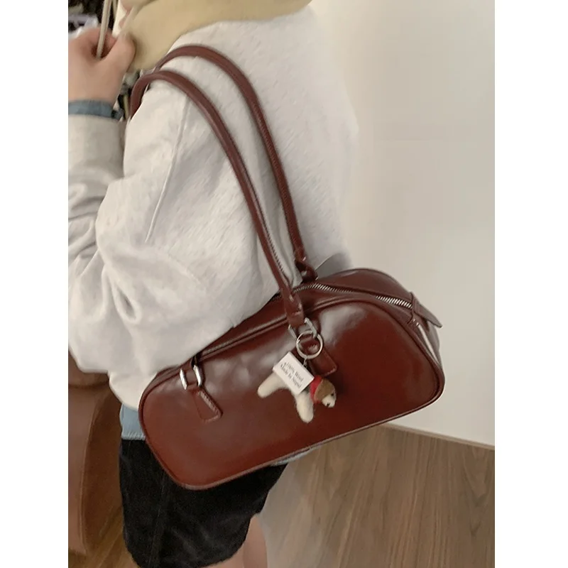 

Красная ретро-сумка в корейском стиле, женская сумка через плечо, большая вместительная сумка, новинка 2023 года, модная трендовая сумка, качественная текстура