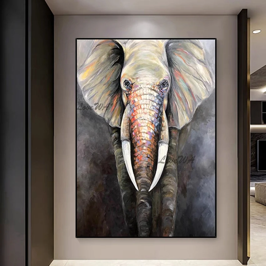 

Custom Artwork Elephant New Design Wall Decoration Oil Painting Picture For Bedroom Modern Canvas Art Interior House Decoration