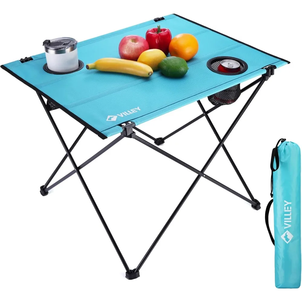 

Folding Camping Table, Lightweight Portable Beach Table with 2 Cup Holders & Carry Bag for Camping, Beach, Fishing, Travel, and