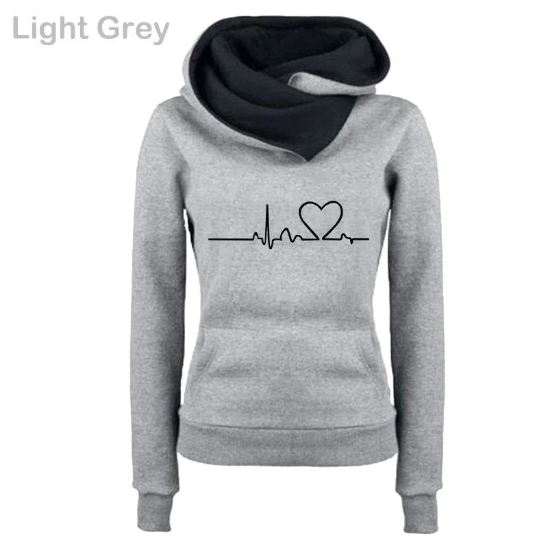 Fashion Women's Hoodie Lapel High-neck Long-sleeved Hooded Sweatshirt Casual Pullover