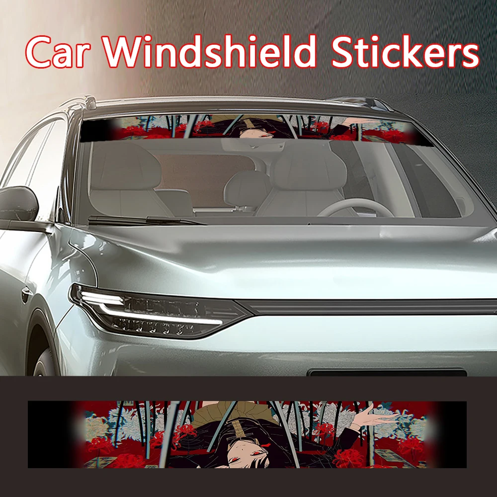 

2PCS Female Samurai Car Front Rear Windshield Waterproof Stickers Sunscreen Windscreen Banner Decal Window Sticker