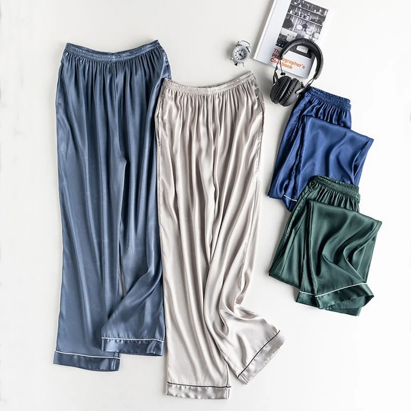 

Summer Wide Leg Ice Silk Pants Korean Casual Pants Thin Section Men's Home Pants Cool Pajama Pants Men's Trousers