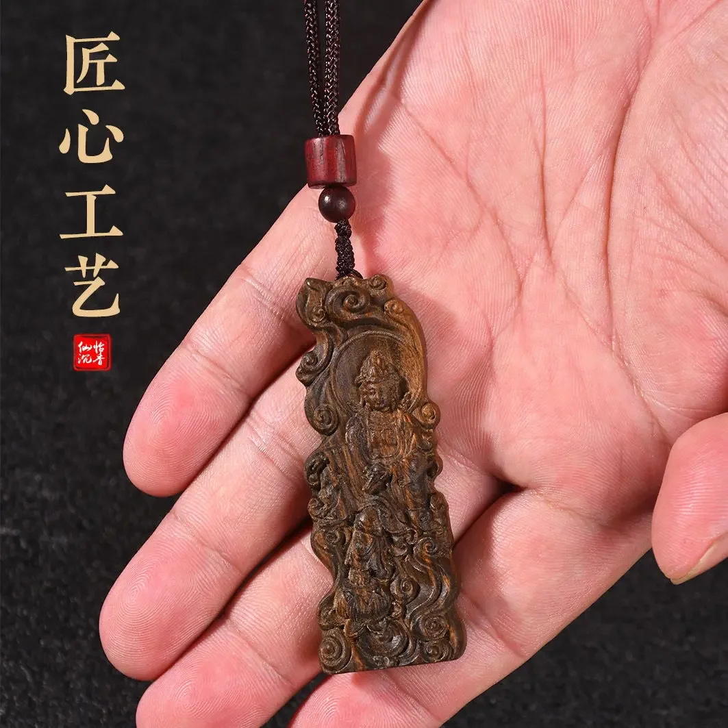 Fidelity Vietnam Guanyin Sândalo Pingente, Double-Sided Carving Handle, madeira maciça, Artesanato Literário Jogo