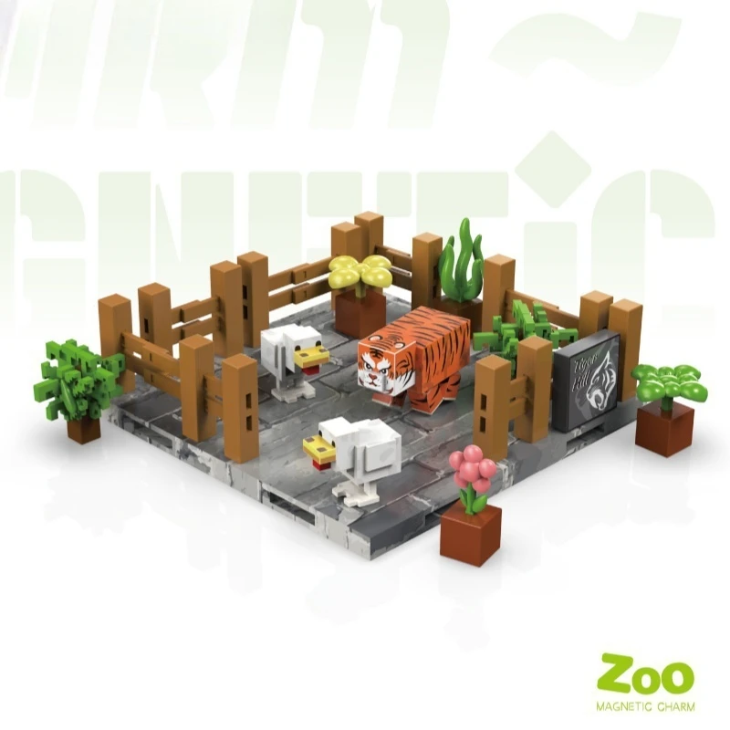 Mundo magnético série zoológico bloco de construção meninos e meninas crianças quebra-cabeça brinquedos magnéticos