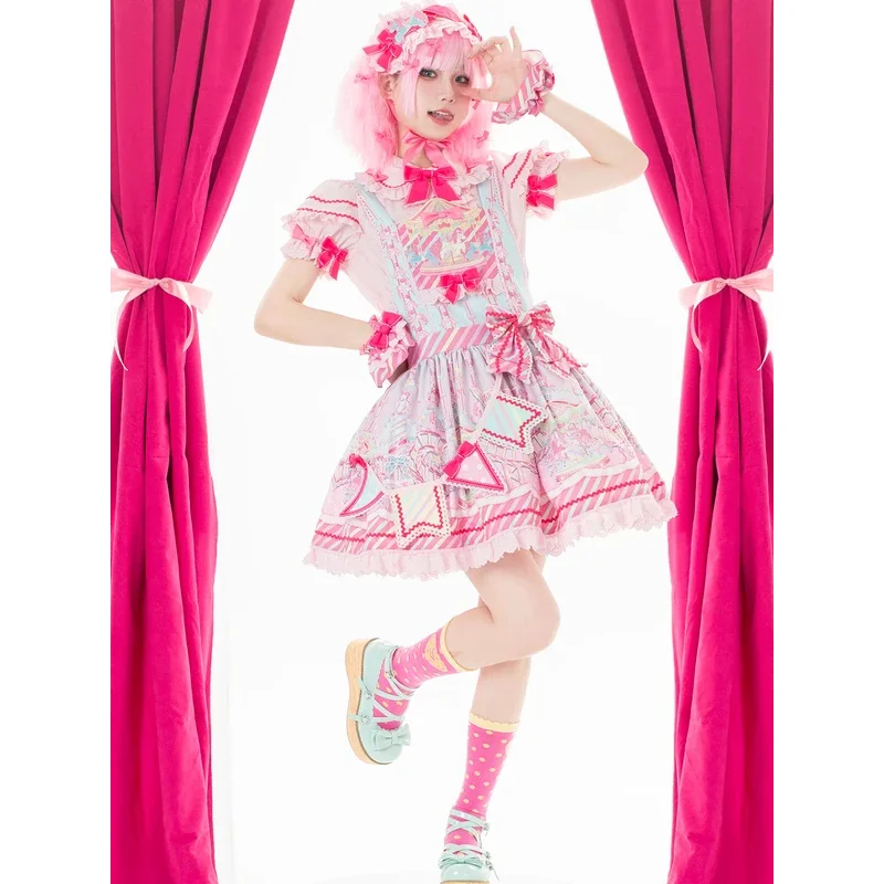 DY20Japanese dulce delantal de Lolita vestido de sirvienta mujeres Kawaii fresa conejo bordado Cosplay princesa vestidos de fiesta Vintage Dres