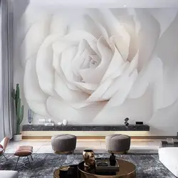 Custom White rose Wallpaper Mural Bedroom Living Room TV Background papel de parede 3D wall stickers home decor home improvement